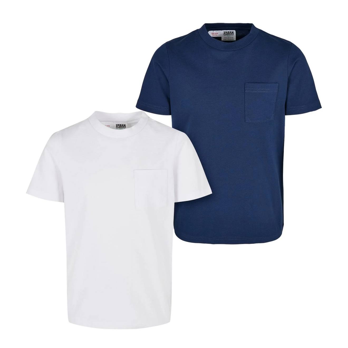 T-shirts Basic Blanc / Bleu Foncé