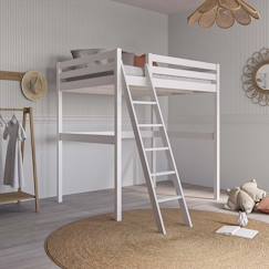 Chambre et rangement-Lit mezzanine 2 places bois massif aaron
