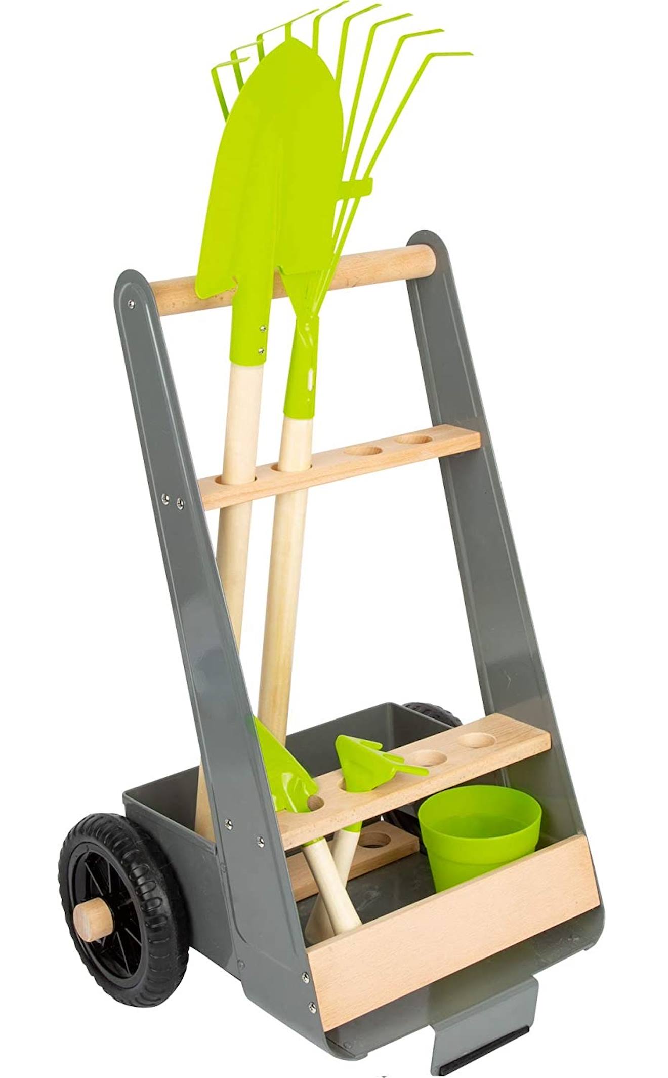 Chariot Avec Outils De Jardin Gris