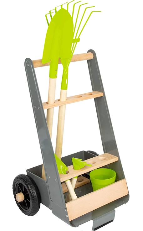 Small Foot - Chariot Avec Outils De Jardin Gris