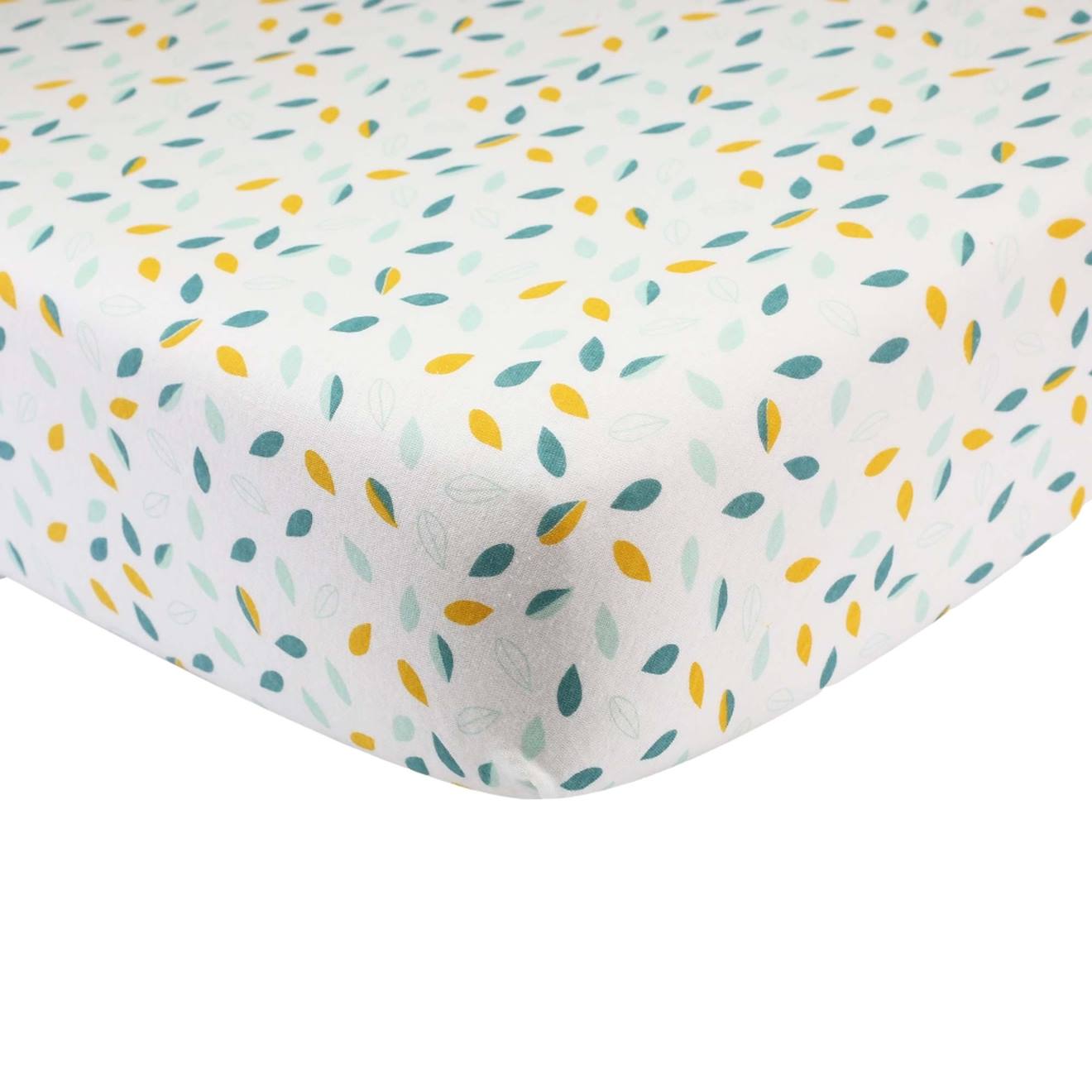 Drap Housse Lit Bébé Modèle Feuille Blanc
