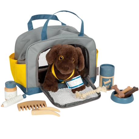 Small Foot - Chien Avec Sac Et Kit De Soins Gris