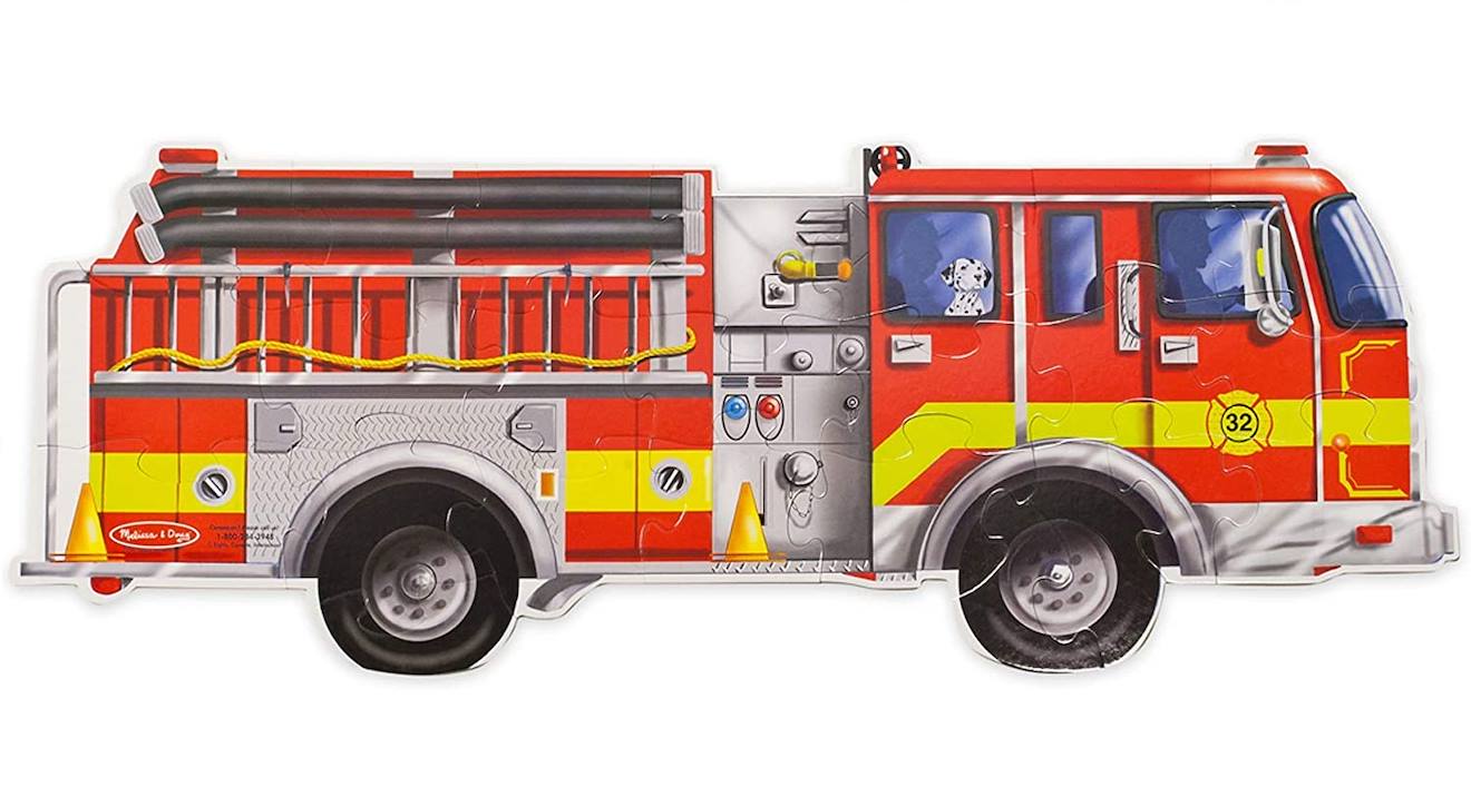 Puzzle Géant Camion De Pompiers Bleu