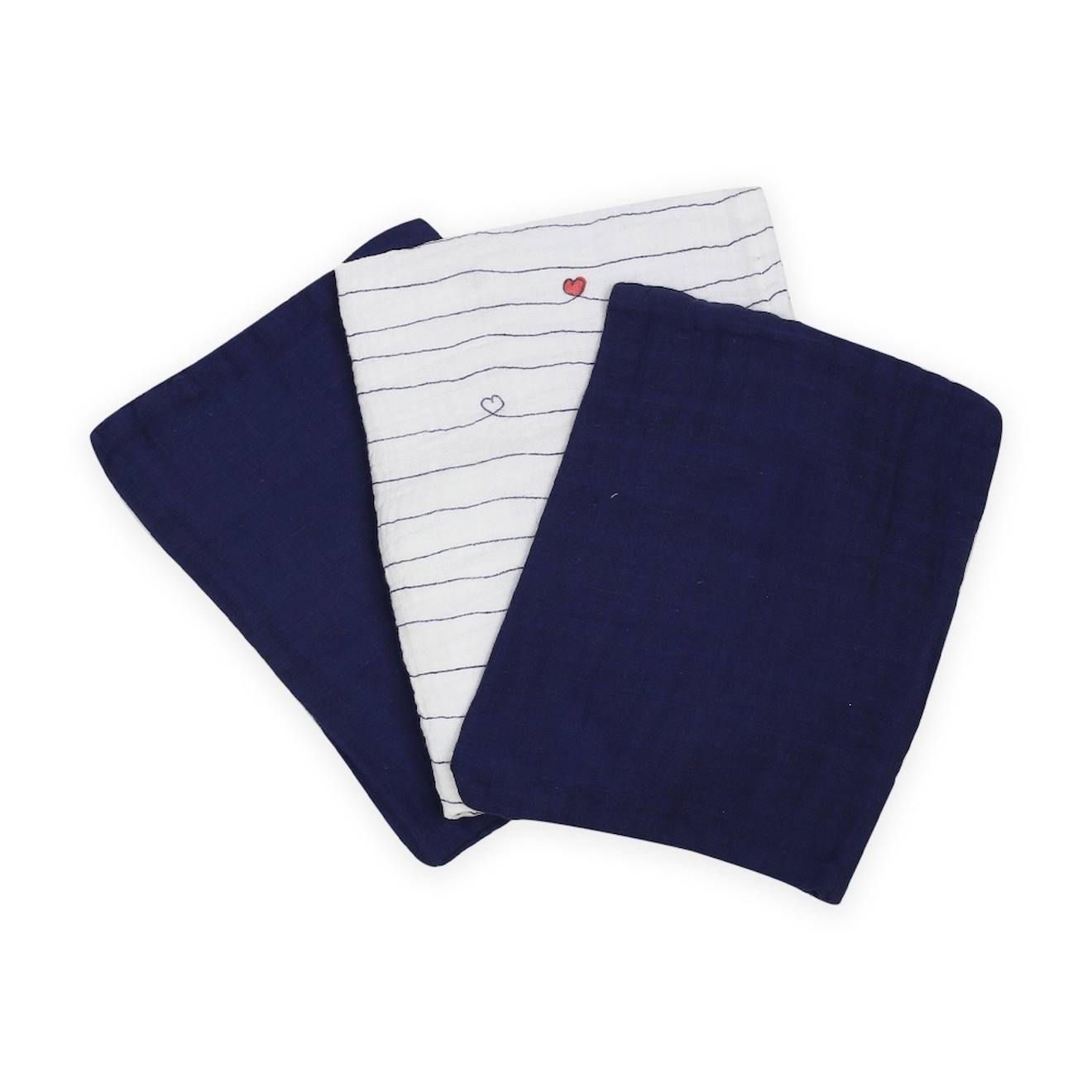 Trois Kilos Sept - Set De 3 Gants De Toilette Bleu Marine