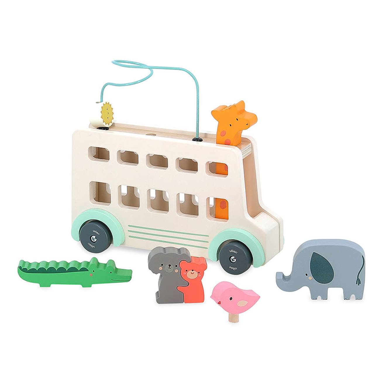 Jeu D’éveil En Bois Bus’animo Beige