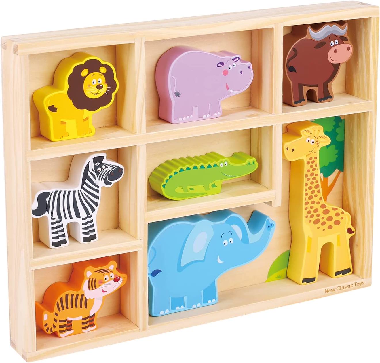 New Classic Toys - Figurines En Bois Animaux Safari Beige