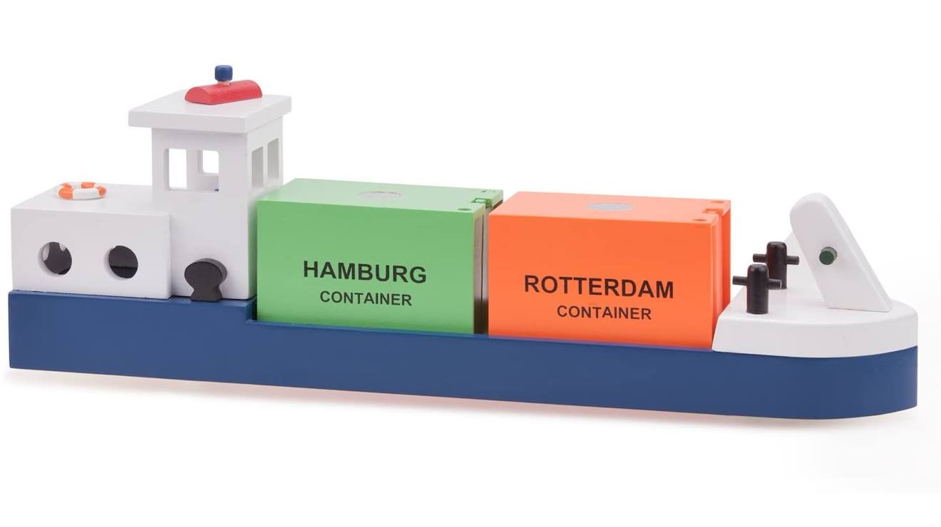 Péniche Avec 2 Containers Bleu