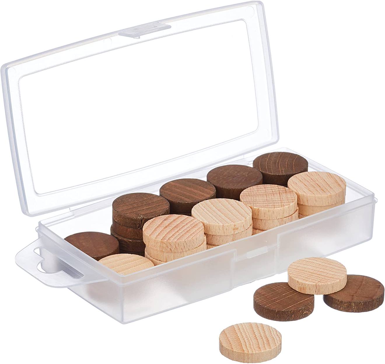 Jeujura - Boîte 40 Pions Dames En Bois Marron