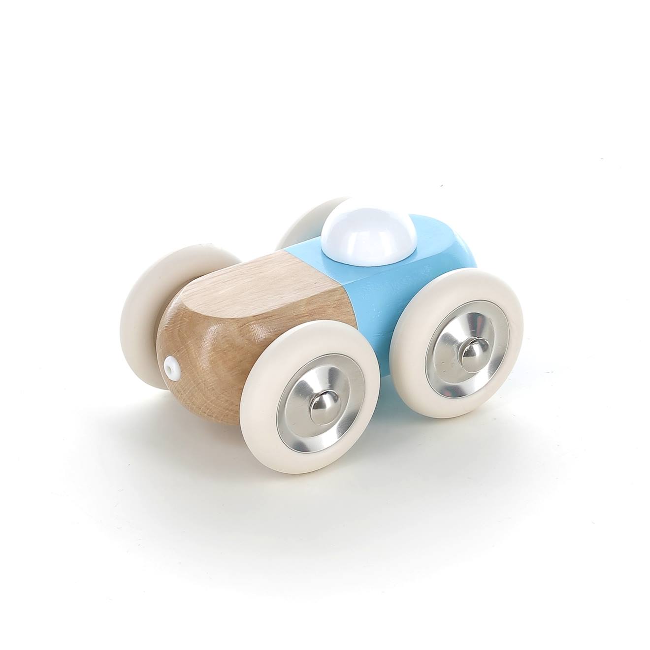 Voiture En Bois Moit-moit Bleue Bleu