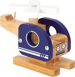 Jouet-Jeux d'imagination-Hélicoptère en bois bleu