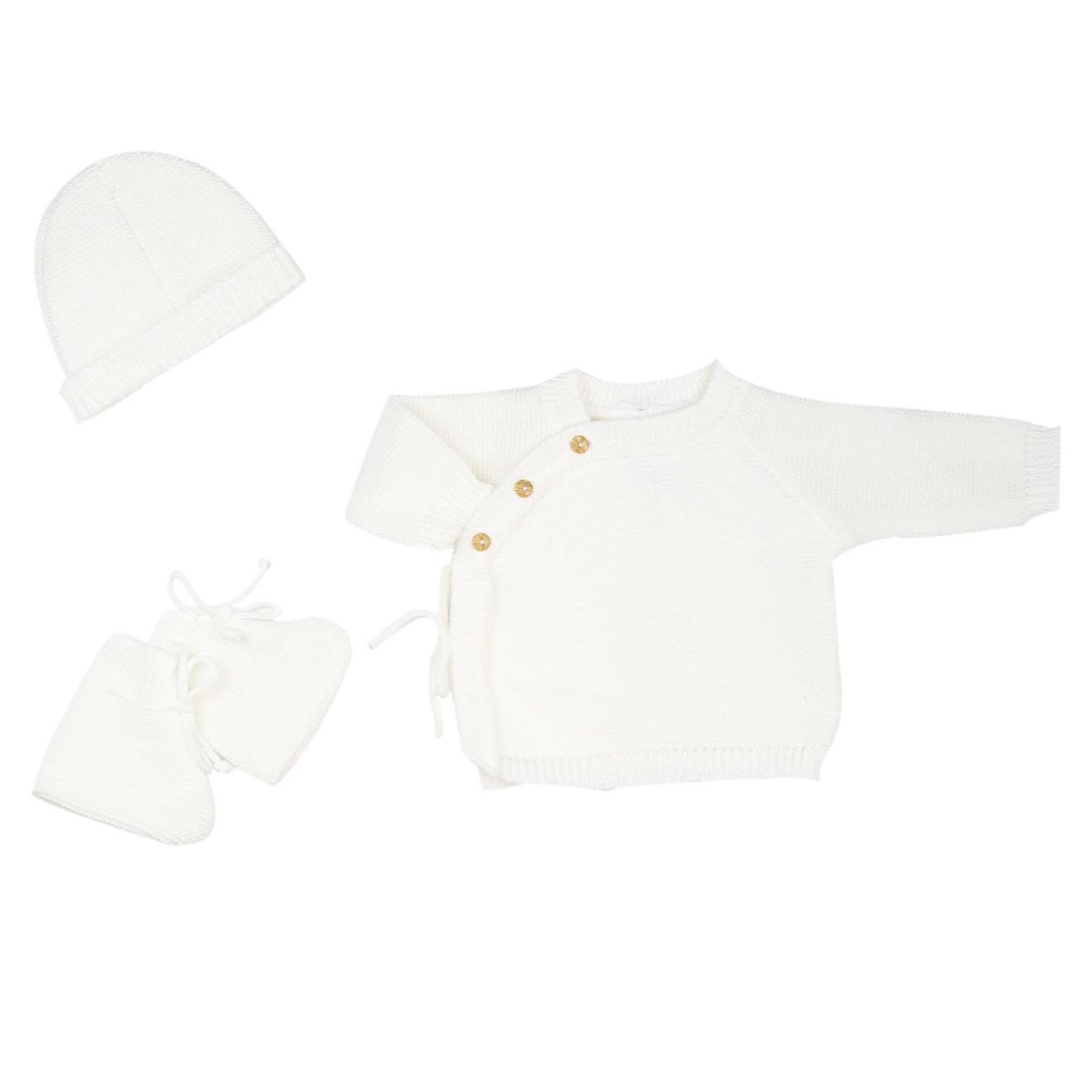 Trousseau Naissance Bébé En Maille Blanc