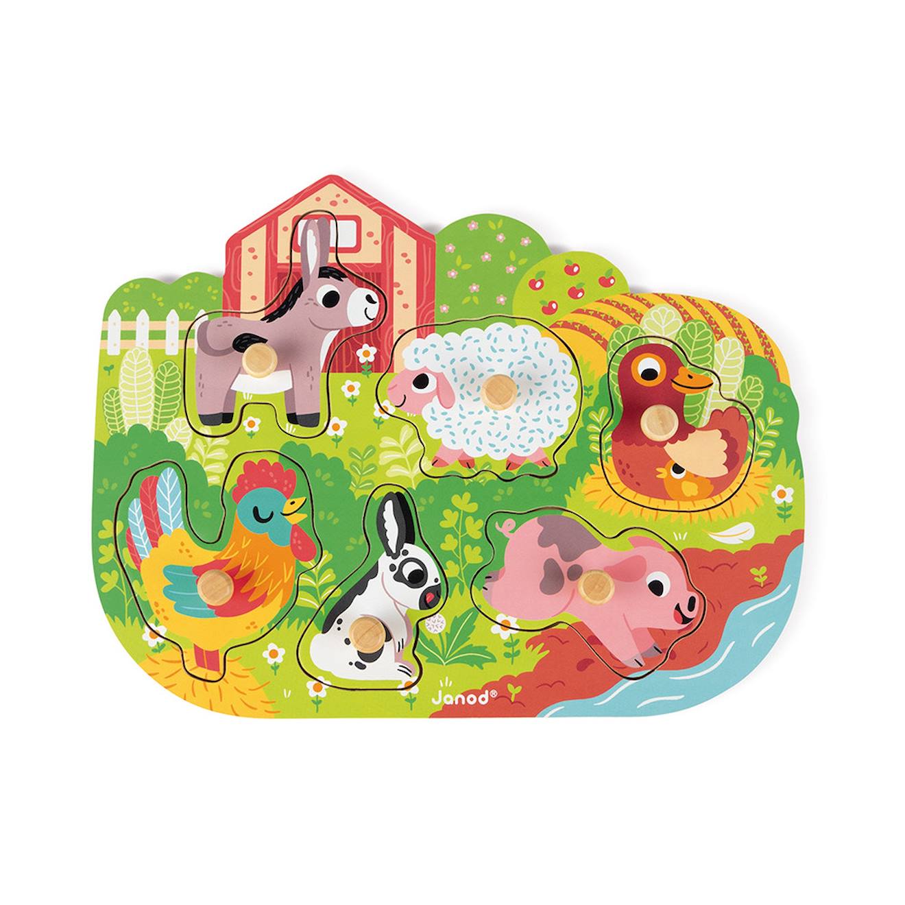 Puzzle En Bois Happy Farm Vert