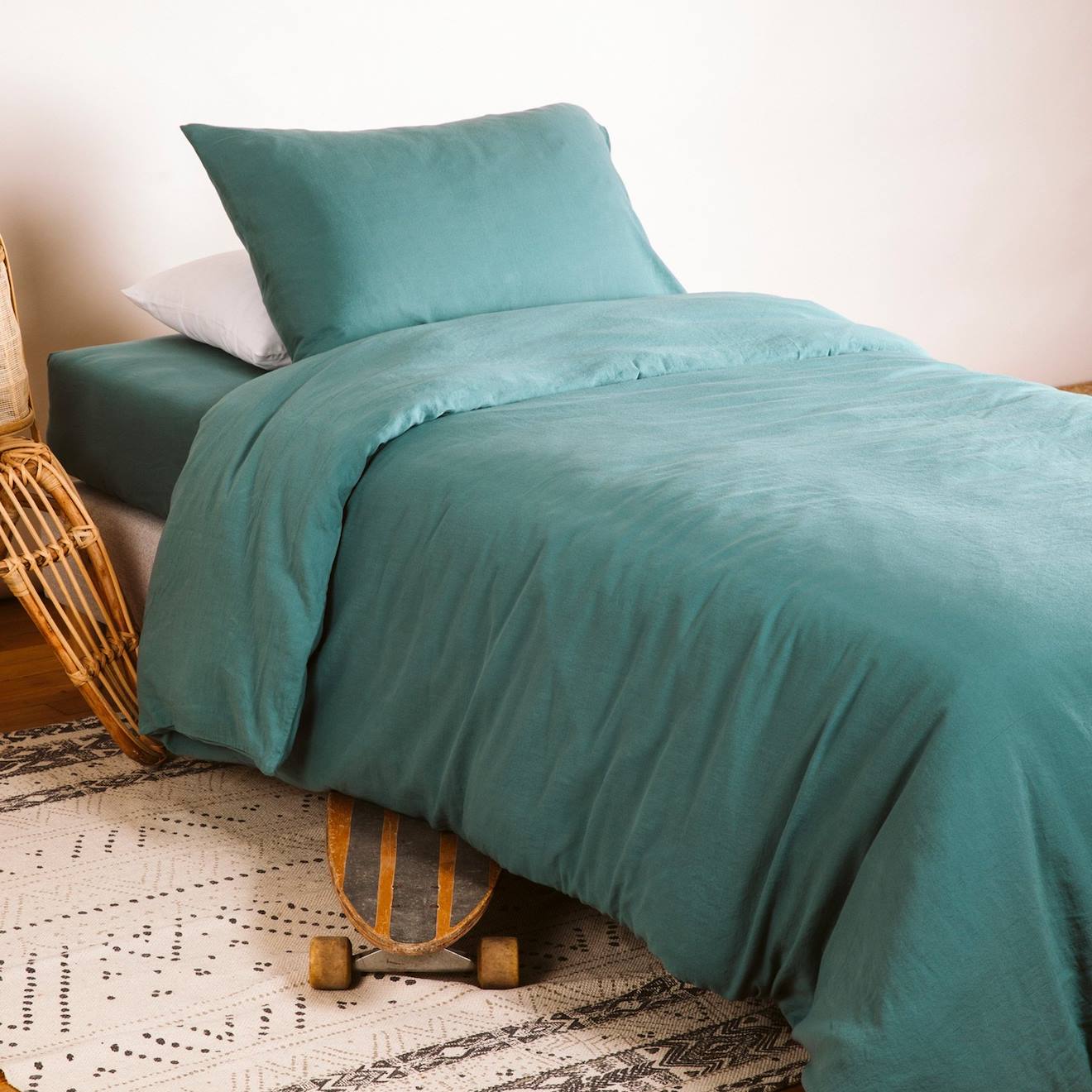 Housse De Couette Pur Coton Bio Pour Lit 1 Personne Eucalyptus