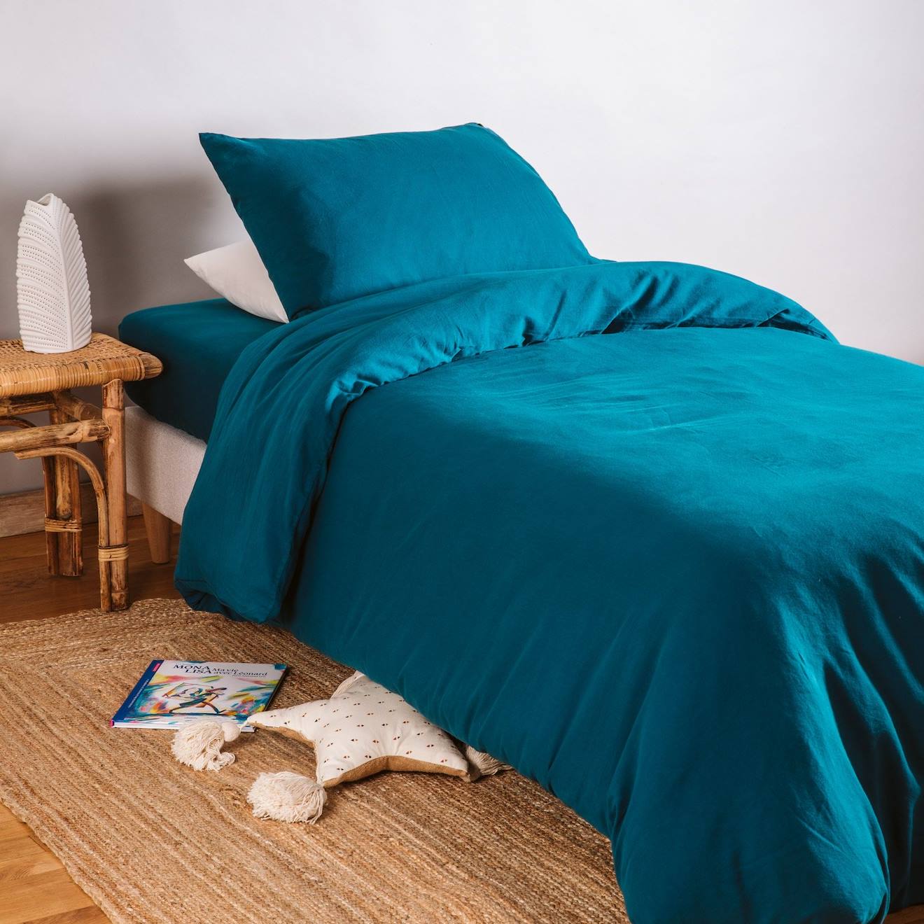 Kadolis - Housse De Couette Pur Coton Bio Pour Lit 1 Personne Bleu Nuit