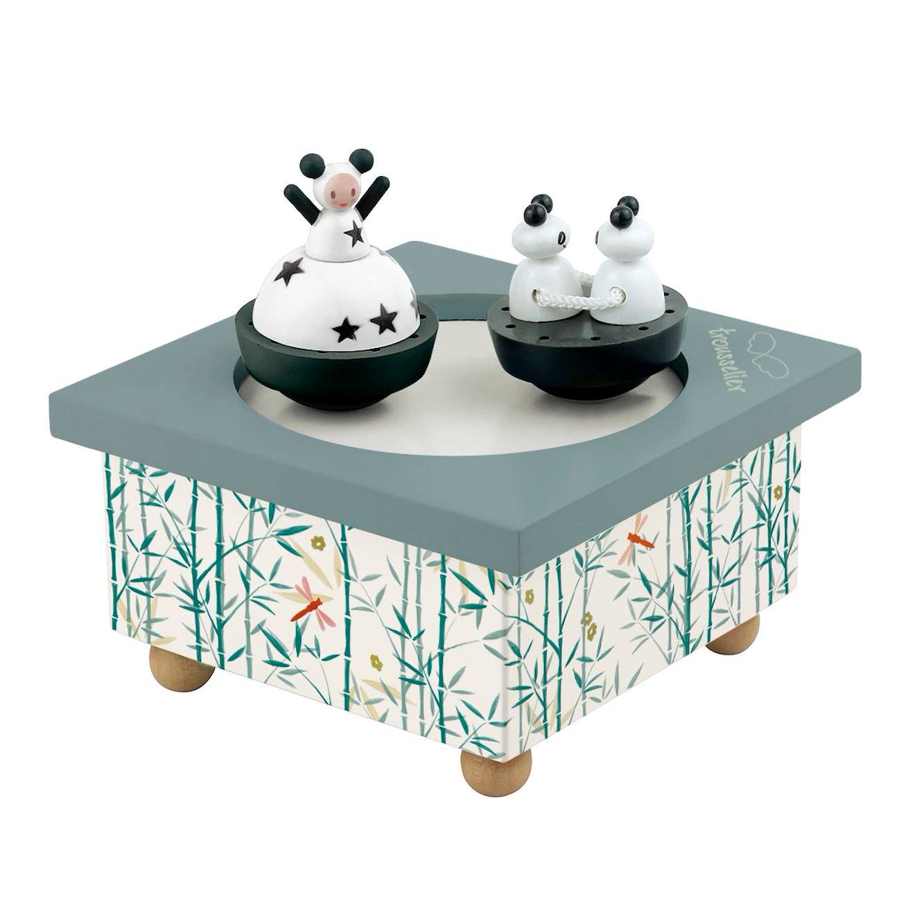 Boite À Musique Fille & Pandas Gris