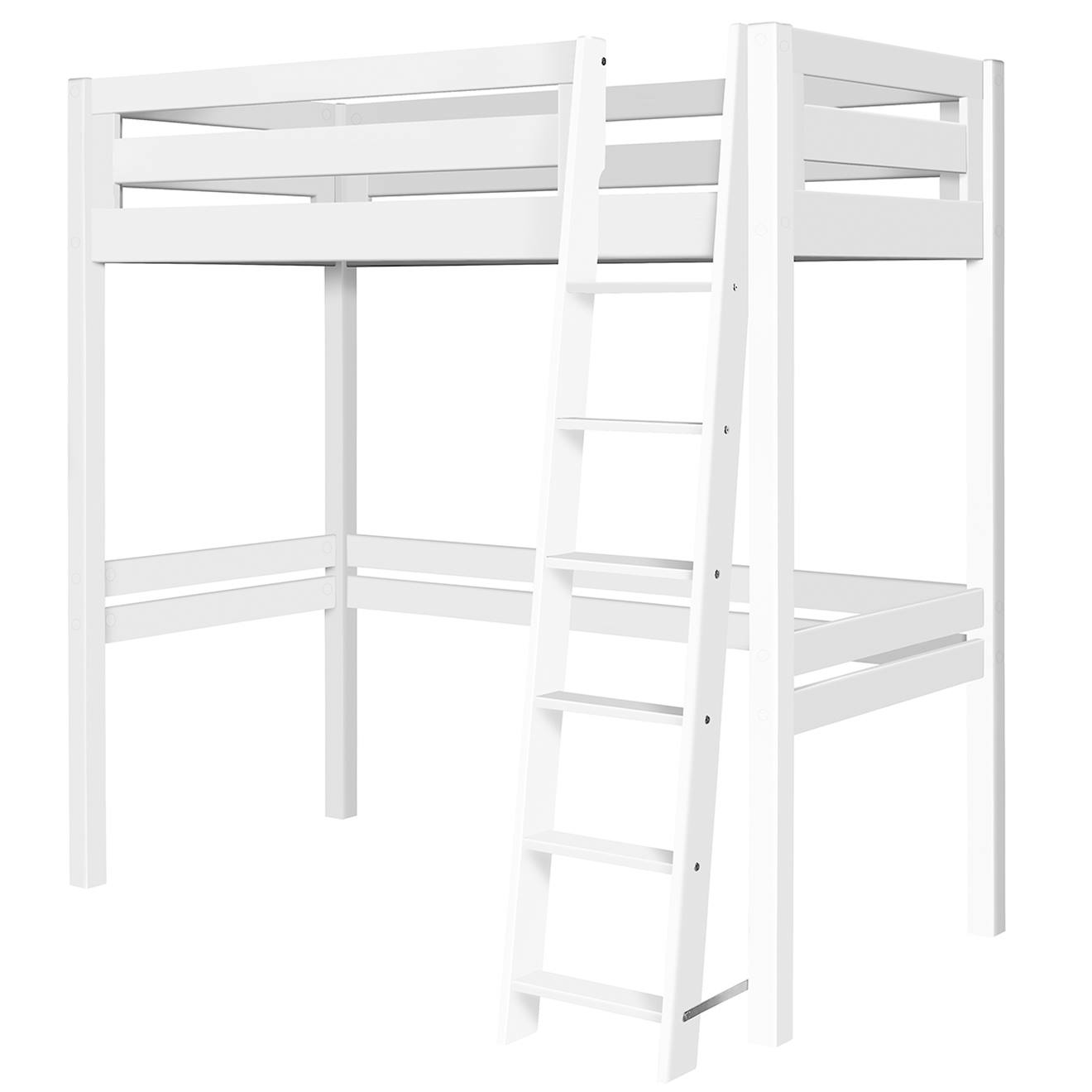 Lit Mezzanine 1 Place Bois Massif Orsai Blanc
