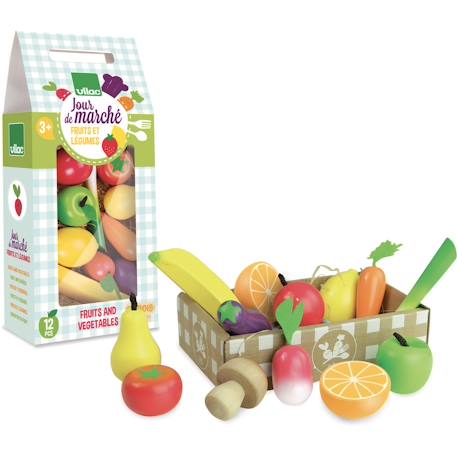 Set de fruits et légumes jour de marché Bleu 1 - vertbaudet enfant 
