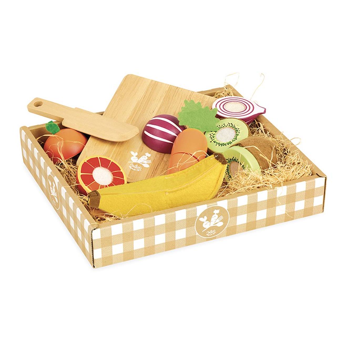 Vilac - Fruits Et Légumes À Découper - Jour De Marché Beige