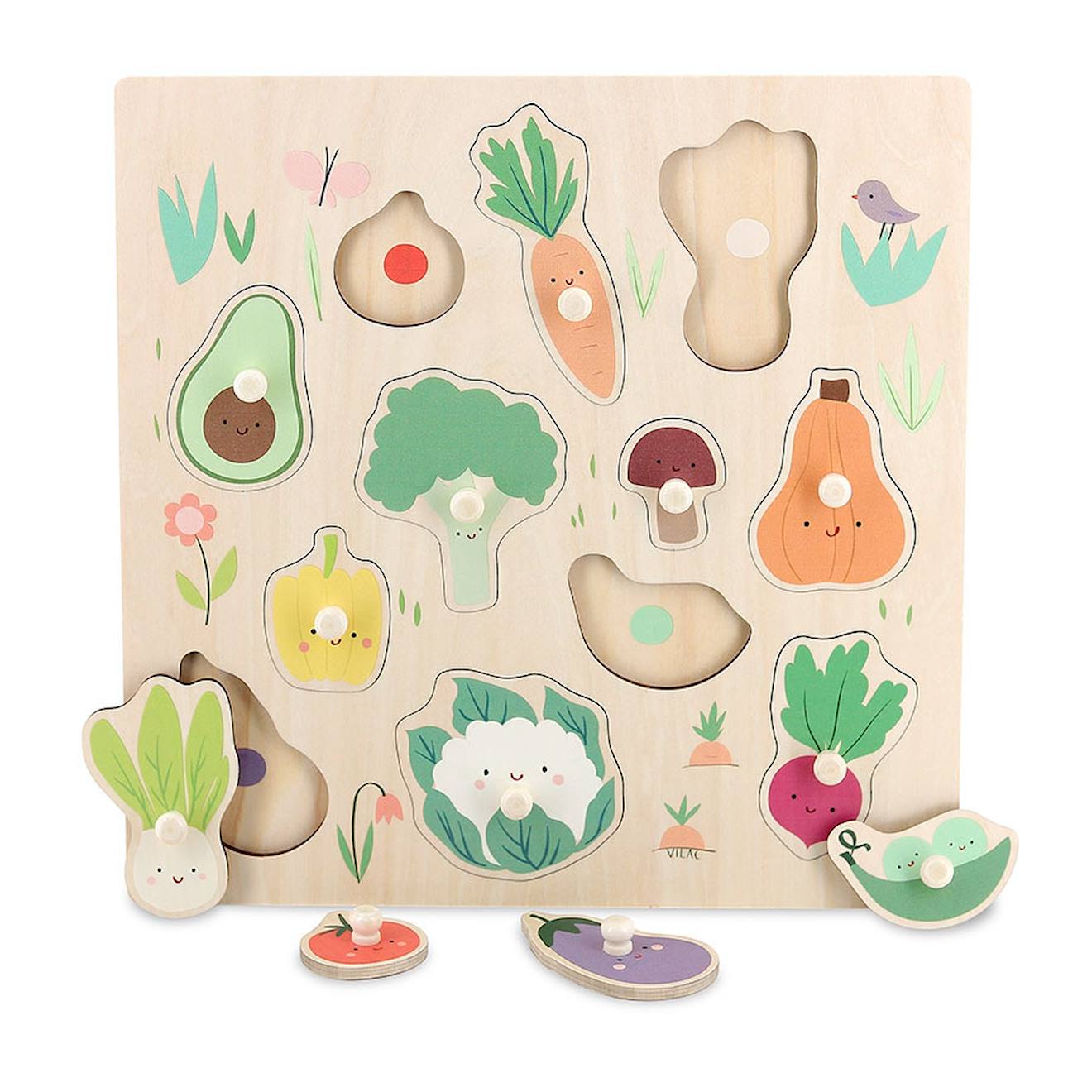 Vilac - Encastrement En Bois Légumes Du Jardin Beige