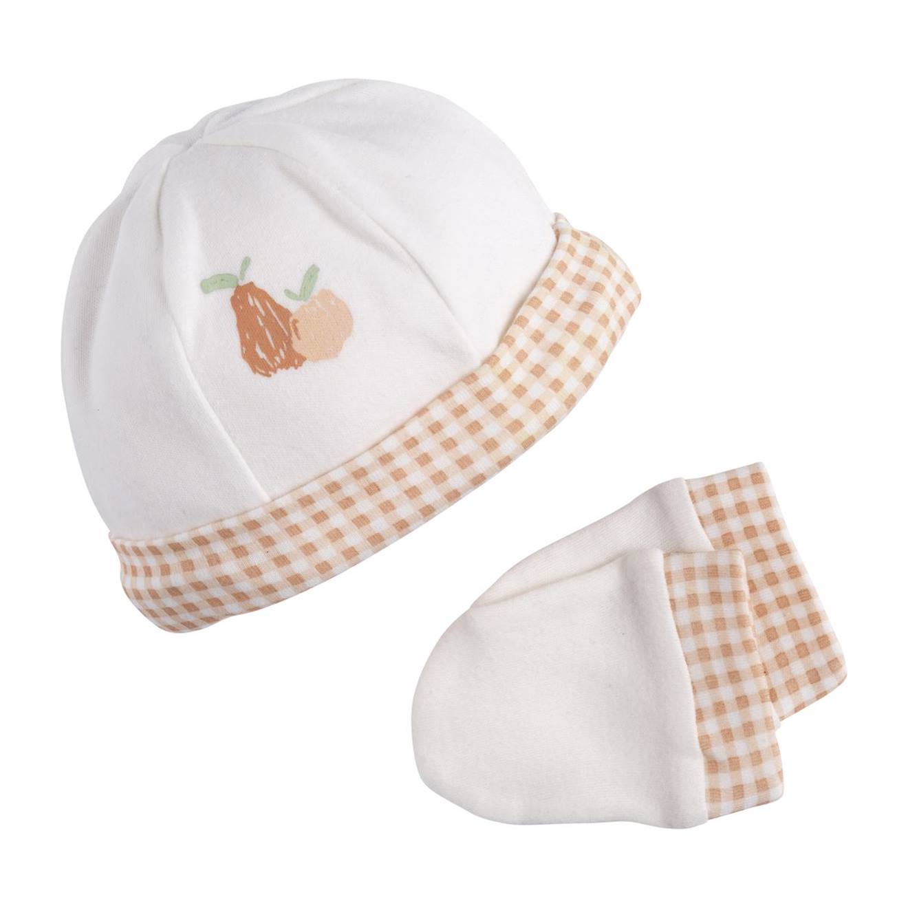 Lot Bonnet Et Moufles Bébé En Coton - Botanica Blanc/rose