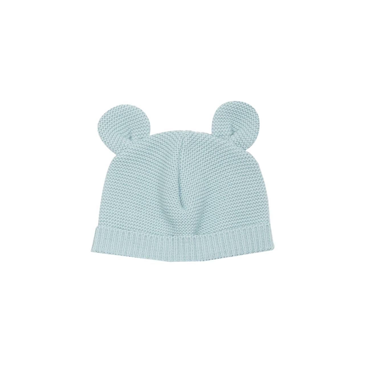 Trois Kilos Sept - Bonnet En Maille Avec Des Petites Oreilles Bleu