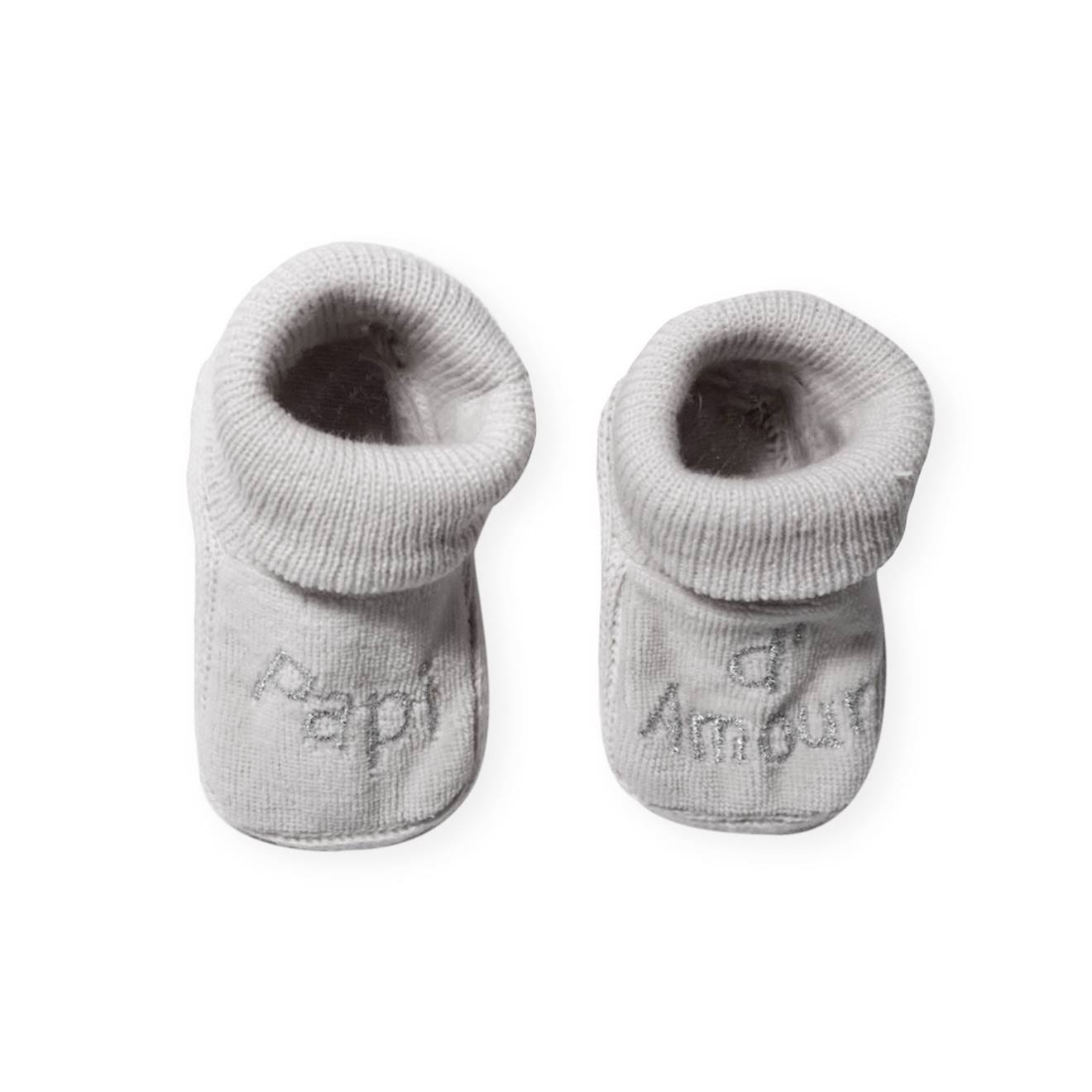 Chaussons Bébé Avec Broderie Papi D'amour Gris