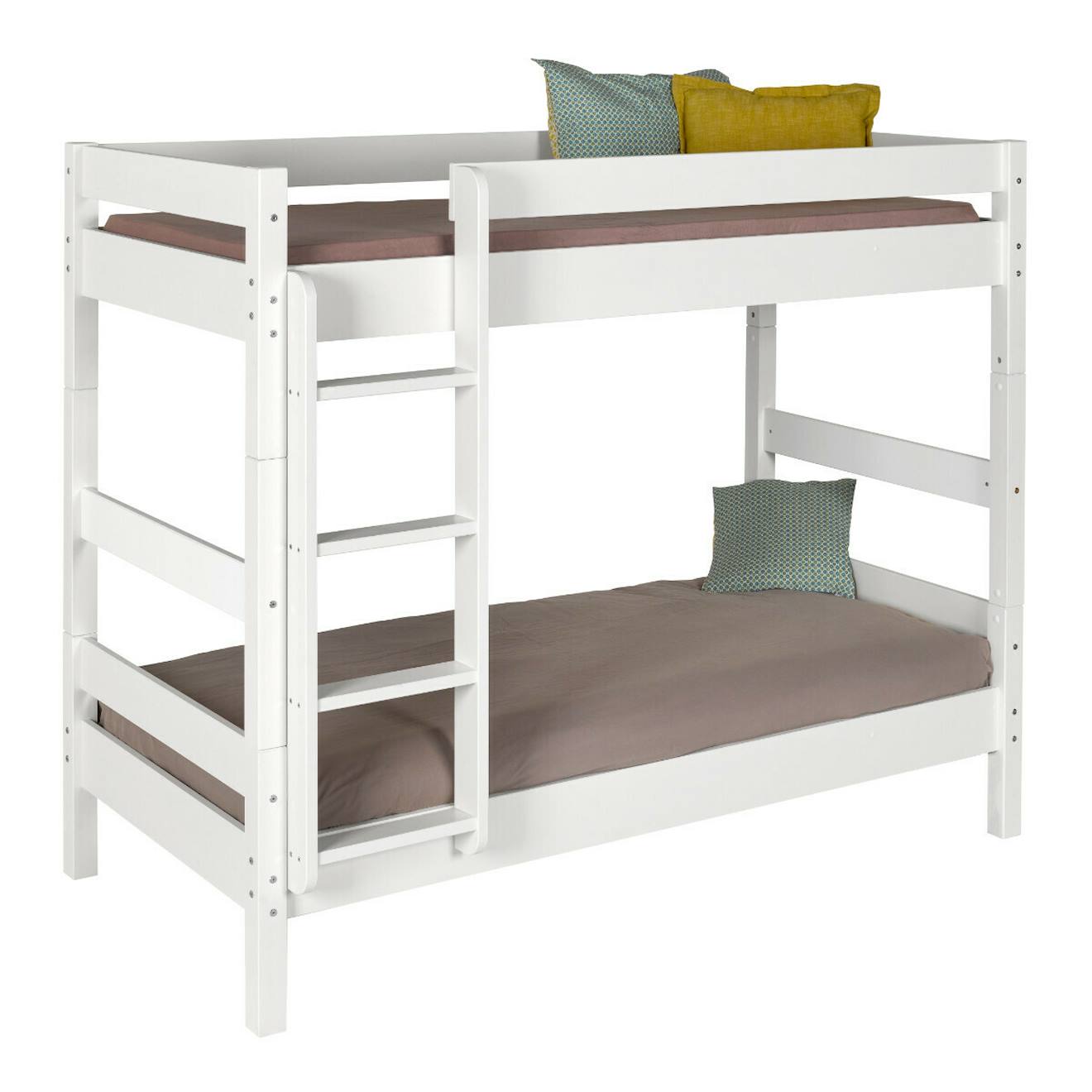 Pack Lit Superposé Séparable Avec 2 Matelas Bois Massif Aaron Blanc