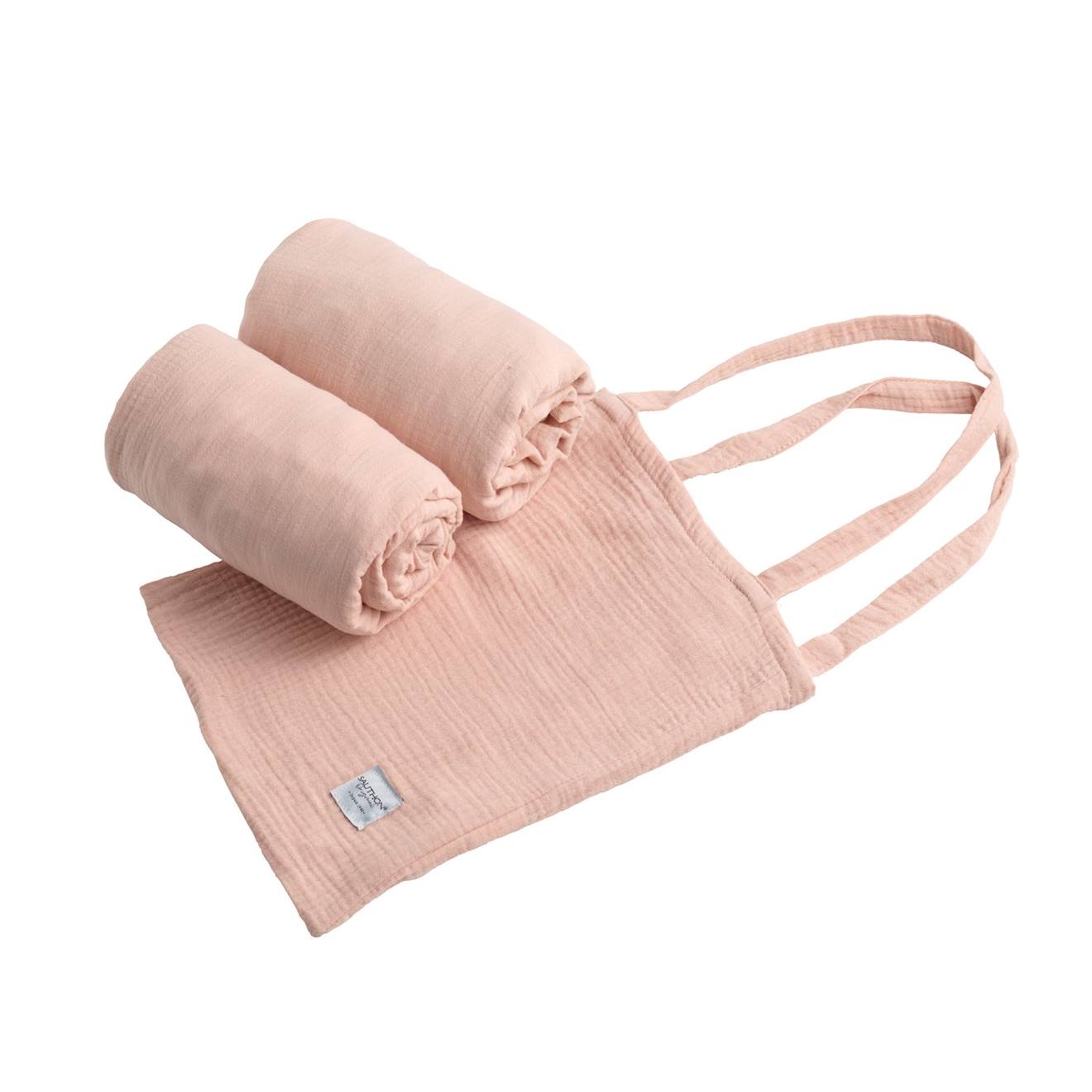 Lot 2 Draps Housse Pour Lit Évolutif Bébé En Coton Rose