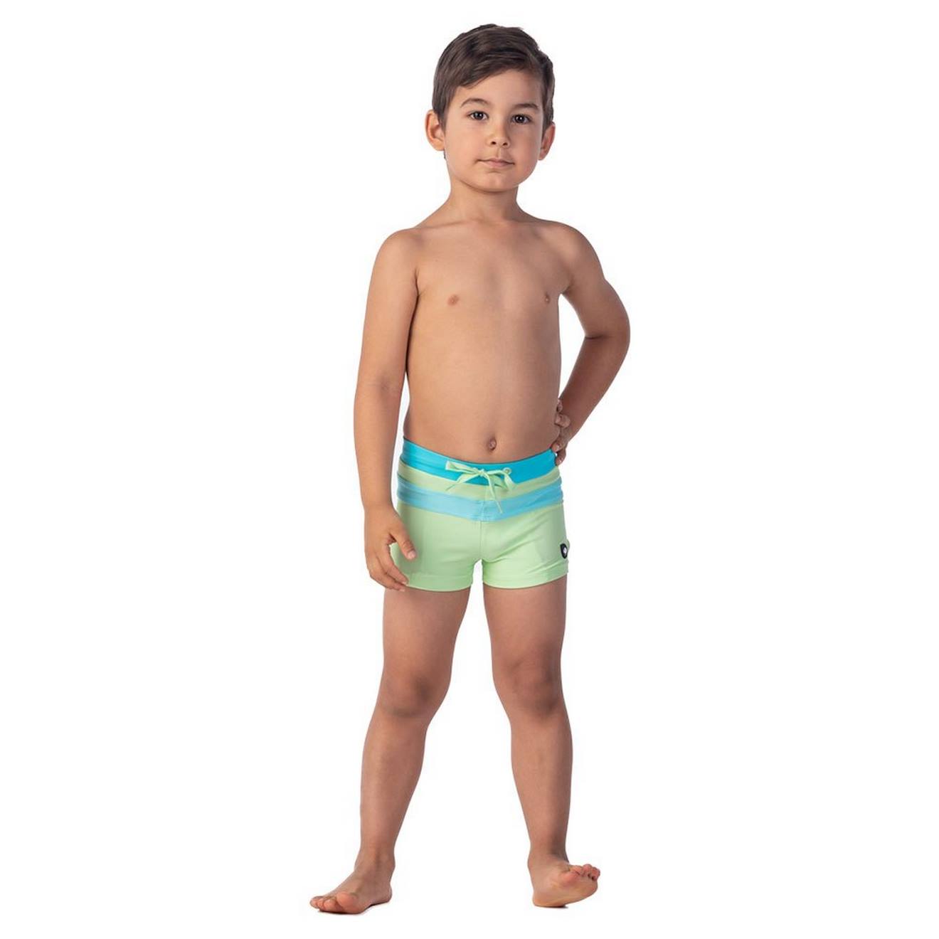Short De Bain Synthétique Tahu Vert / Bleu Clair Vif