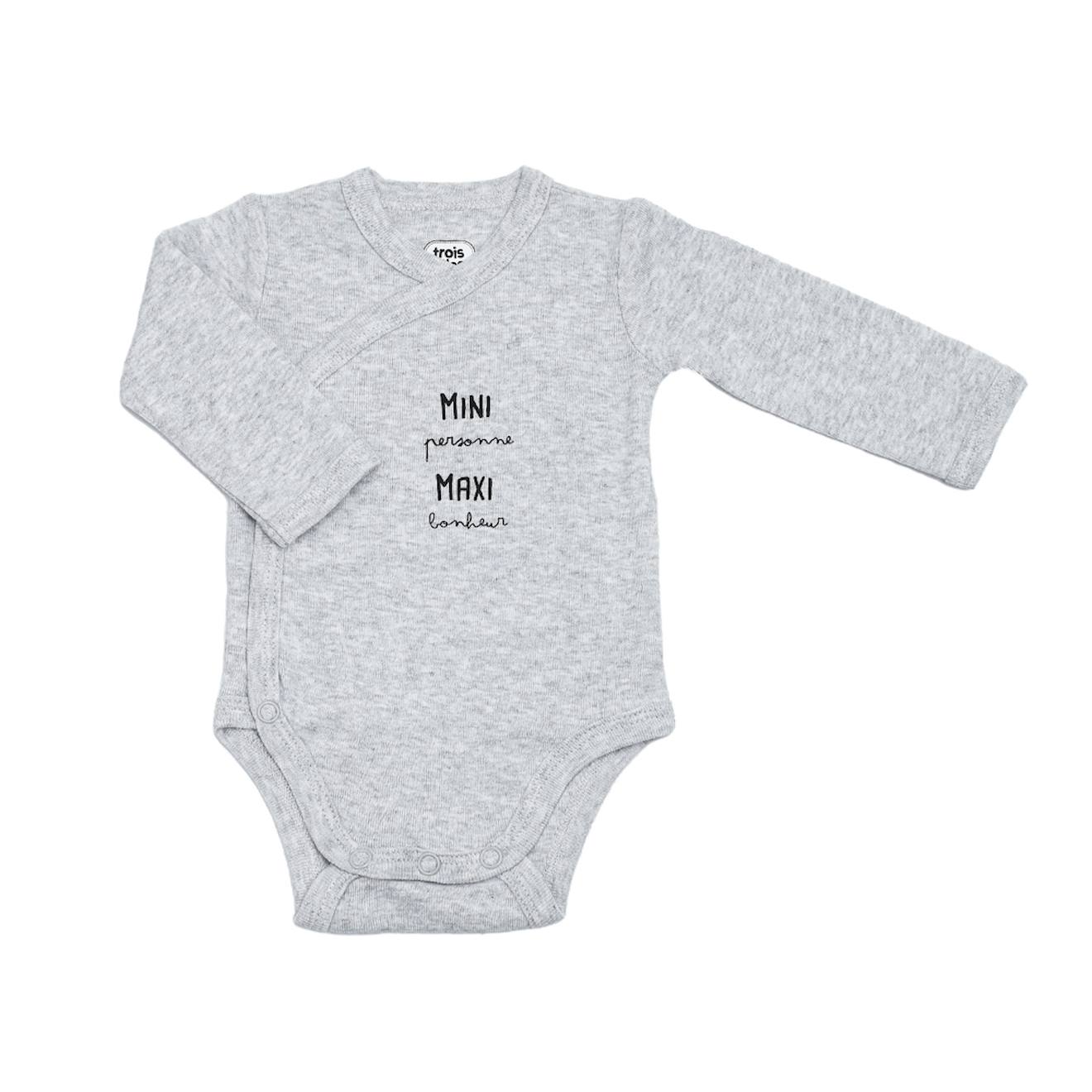 Body Bébé Ouverture Croisée Gris