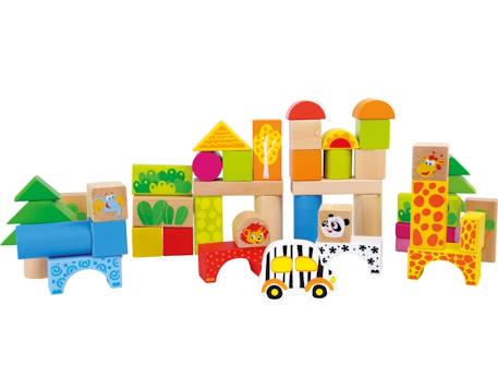 Small Foot - Blocs De Construction En Bois Zoo Beige