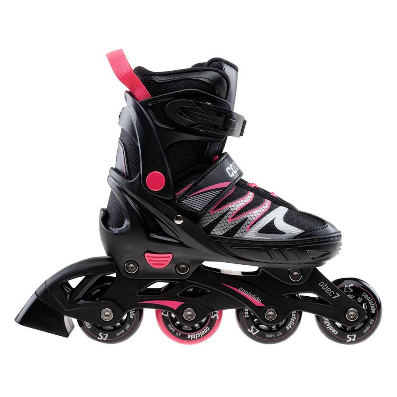 Patins À Roulettes Ajustables (37-39 Fr) Synthétique Ramen Noir / Fuchsia Pastel