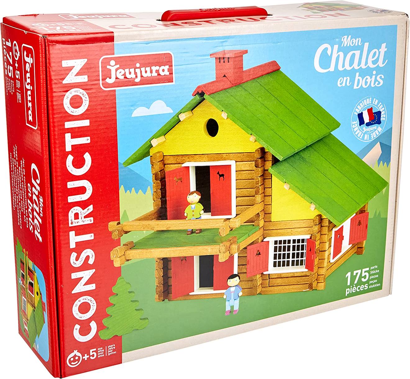 Jeujura J8001 70 Pieces My Wooden Chalet, in Cardboard Box, Multi-Color