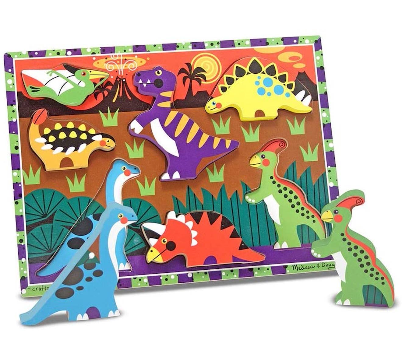 Melissa & Doug - Chunky Puzzle Dinosaures Marron