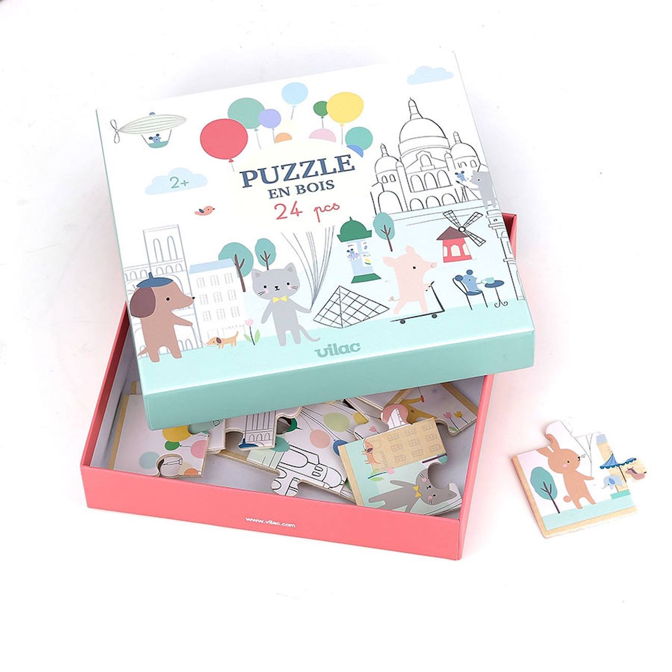 Puzzle En Bois Escapade À Paris 24 Pcs Blanc