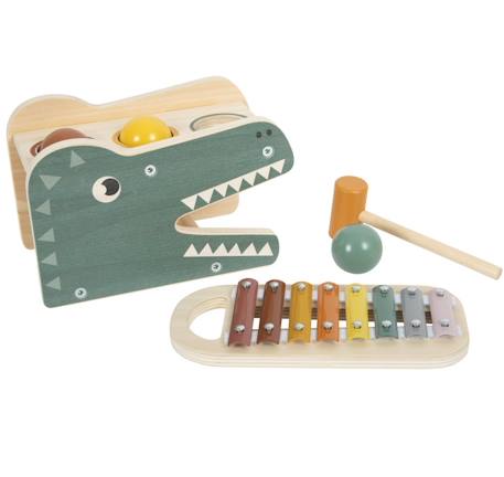 Small Foot - Banc À Marteler Avec Xylophone Safari Vert