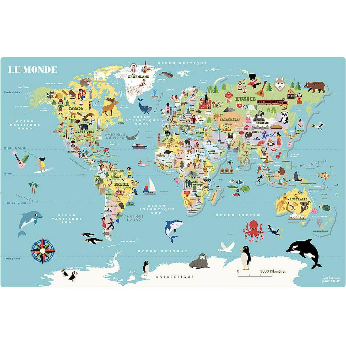 Carte Du Monde Magnétique Ingela P. Arrhenius Bleu