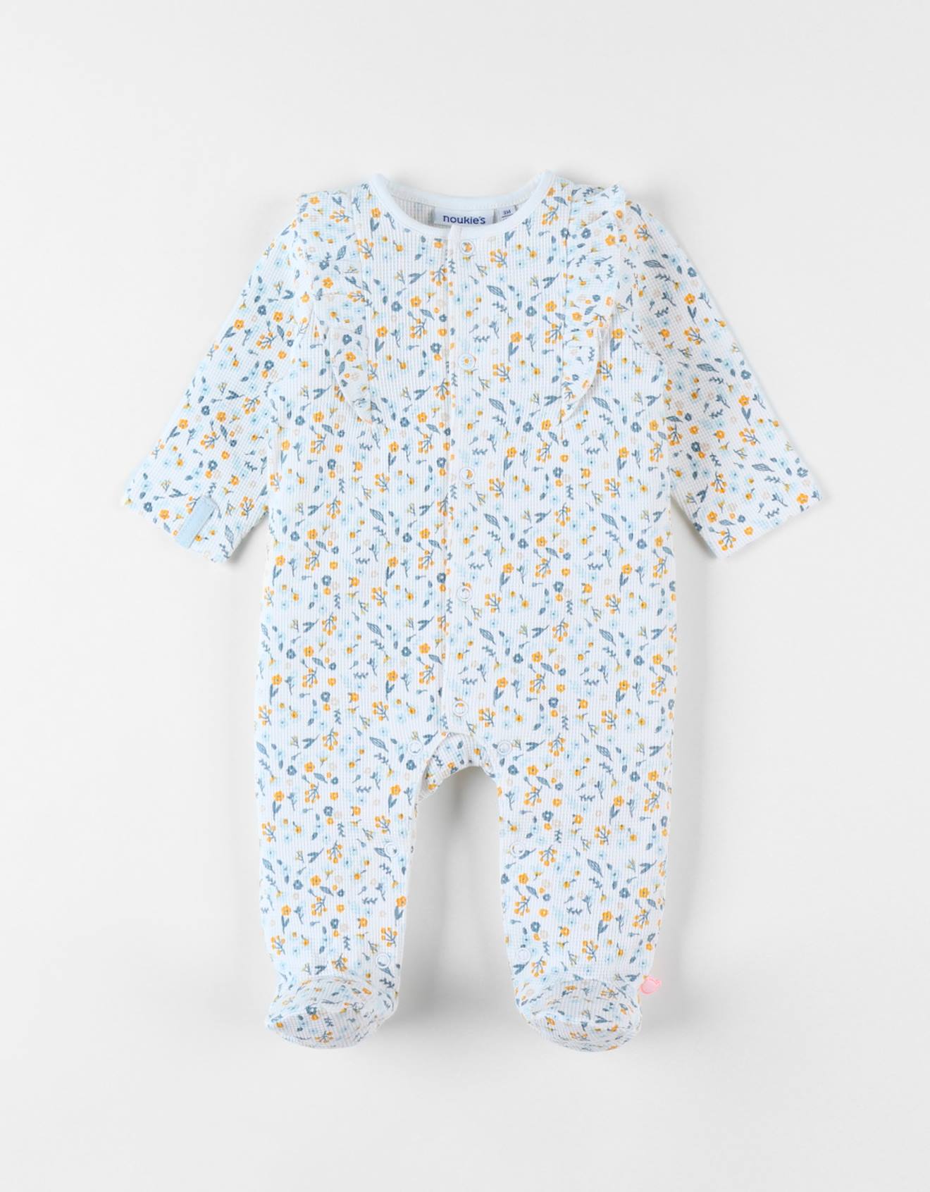 Noukies - Pyjama 1 Pièce Fleuri En Jersey Gaufré Jaune
