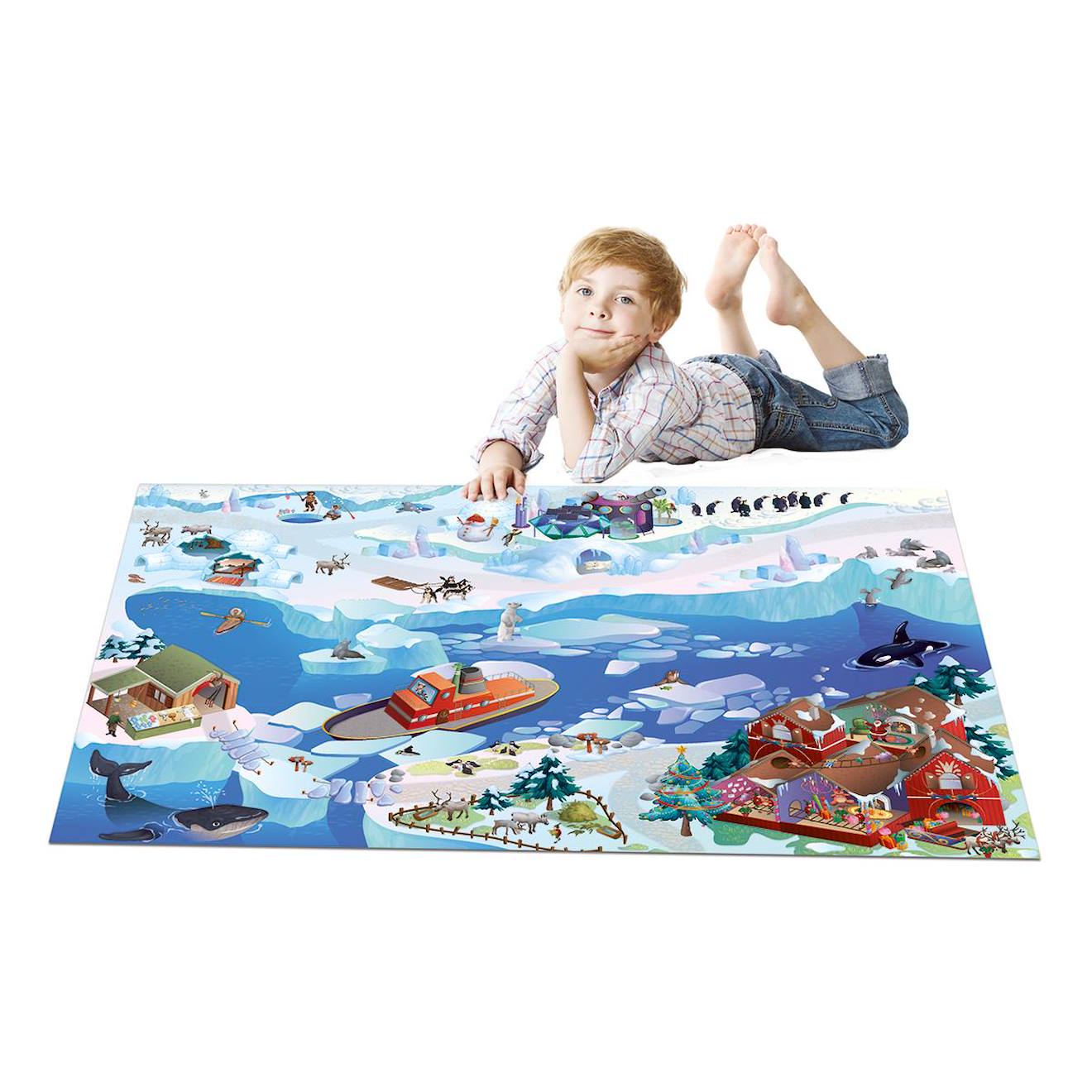 Tapis Enfant Tissé Banquise Bleu