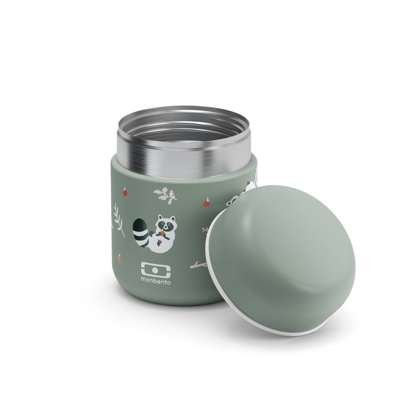 Lunch Box Isotherme Enfant 280ml Capsule Vert Raccoon (Monbento) - Image 1