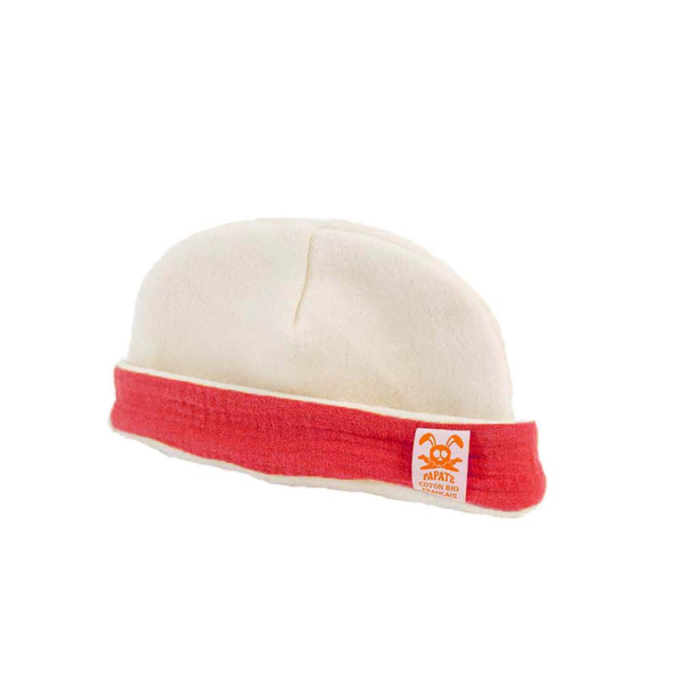 PAPATE - Bonnet De Naissance En Coton Bio Rouge