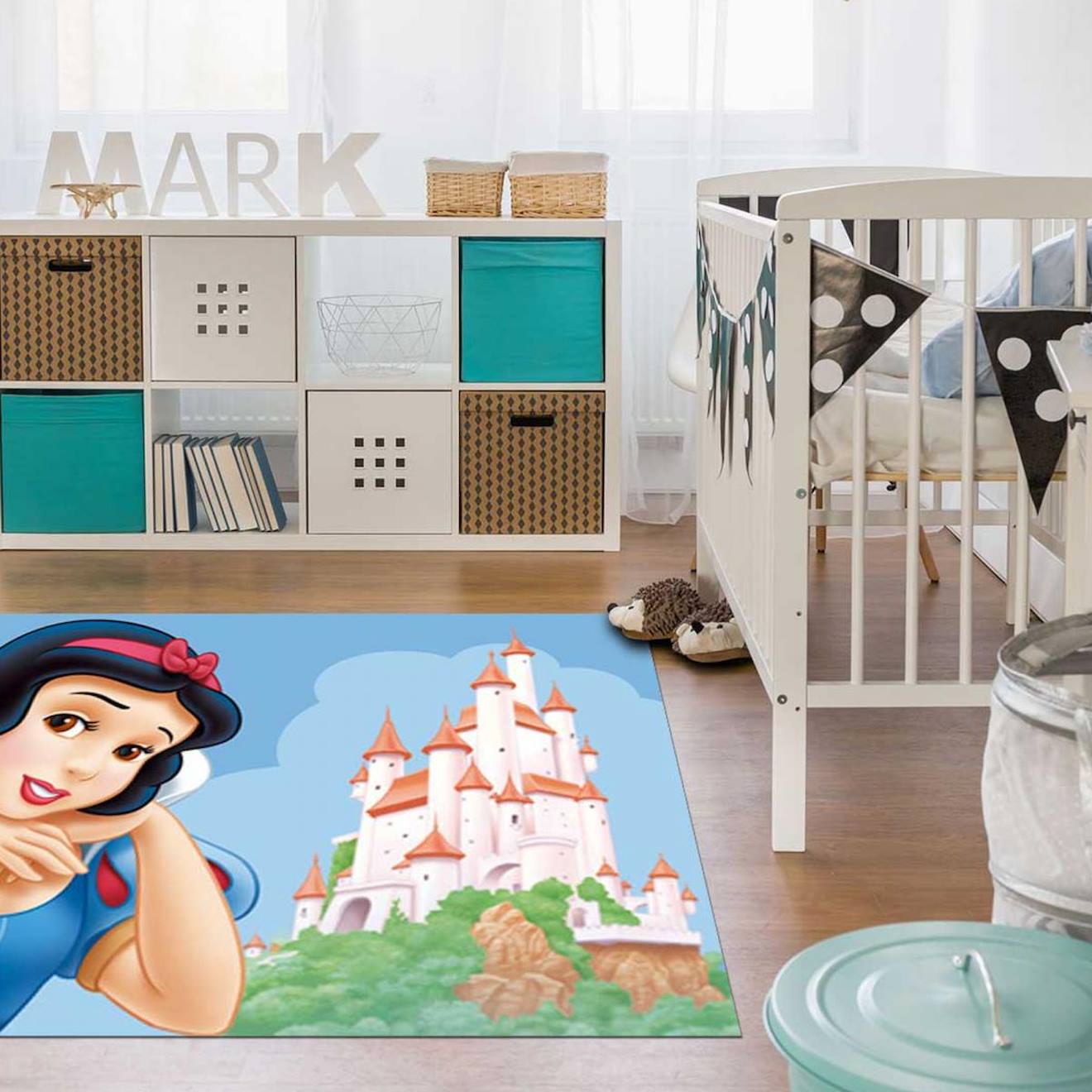 Tapis Enfant Blanche Neige Bleu