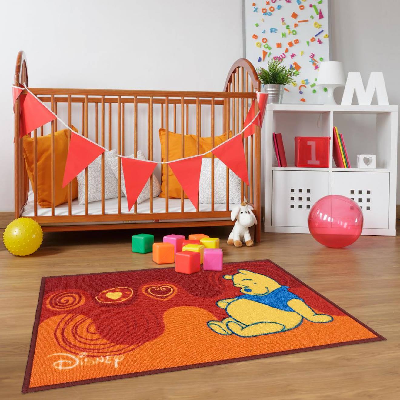 Tapis Enfant Motif Animaux Winnie F Rouge
