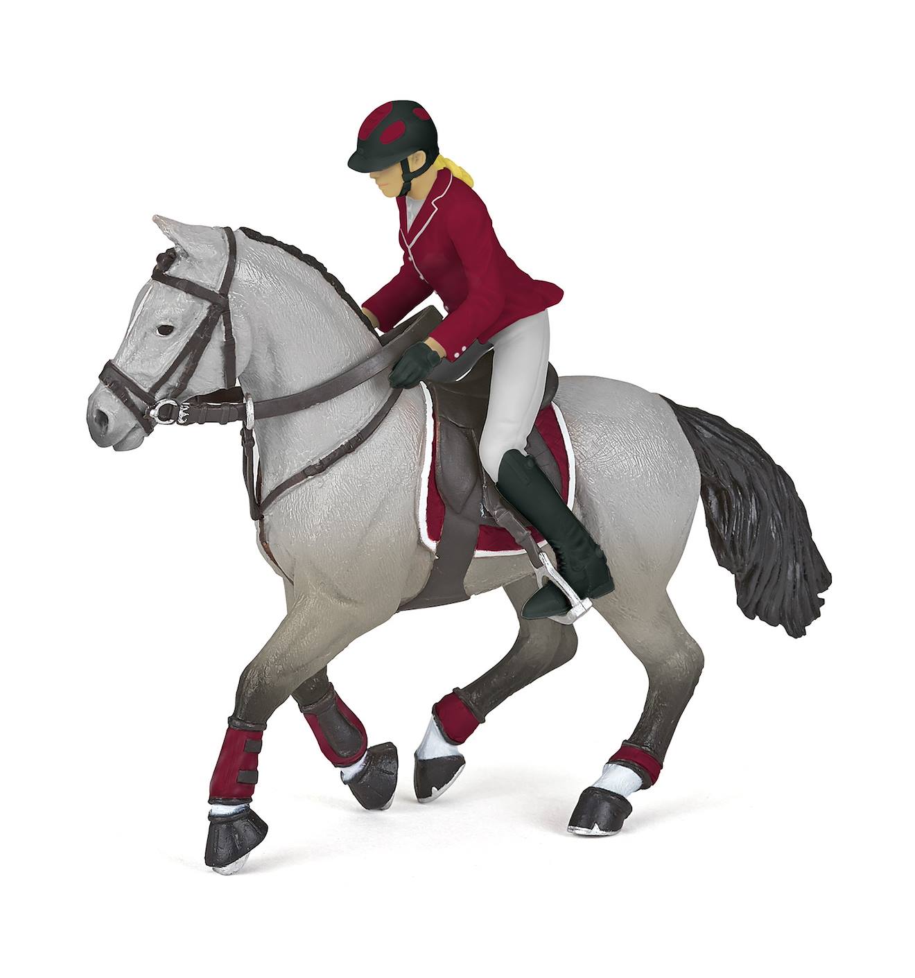 Papo - Figurine Cheval De Concours Et Sa Cavalière Gris