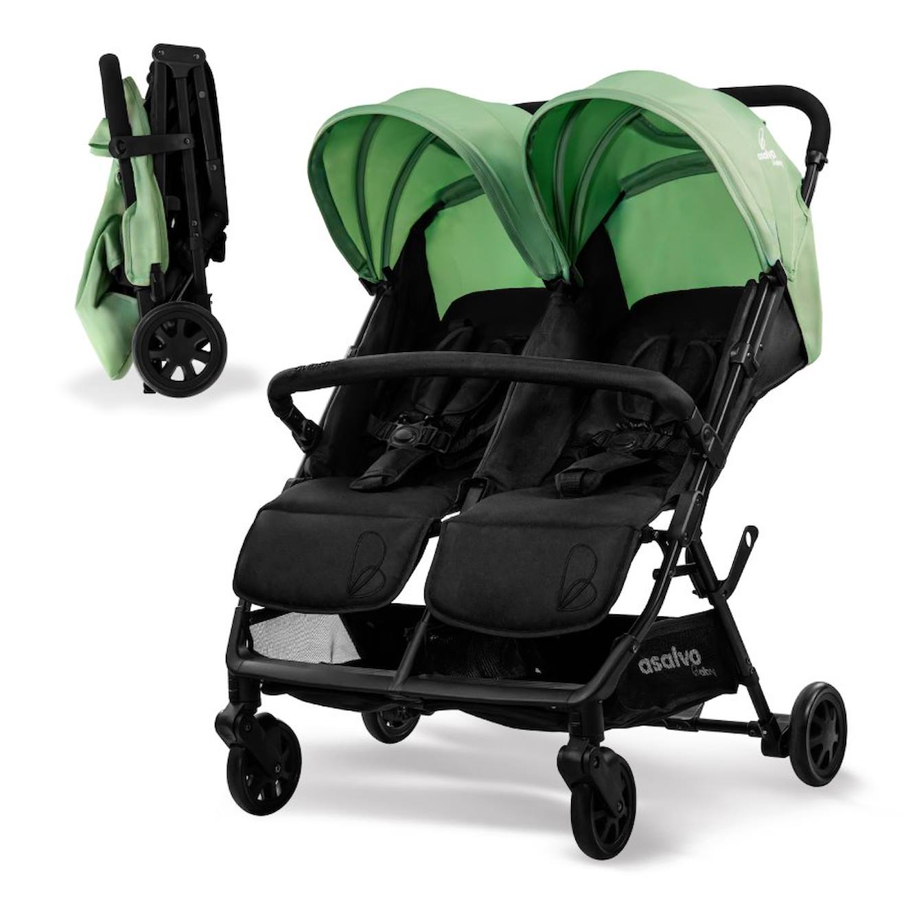 Poussette Double Henry Vert