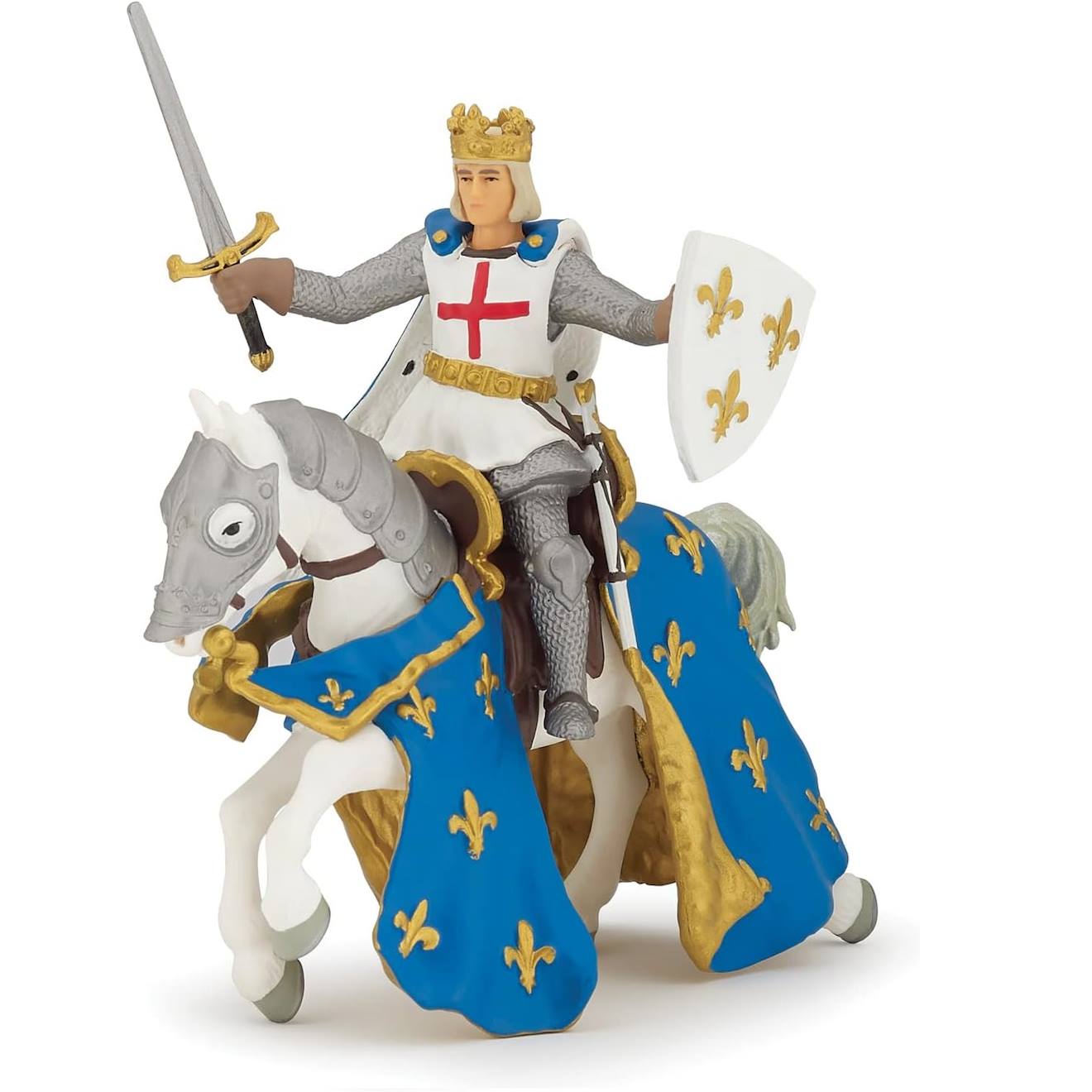 Papo - Figurine Saint Louis Et Son Cheval Bleu