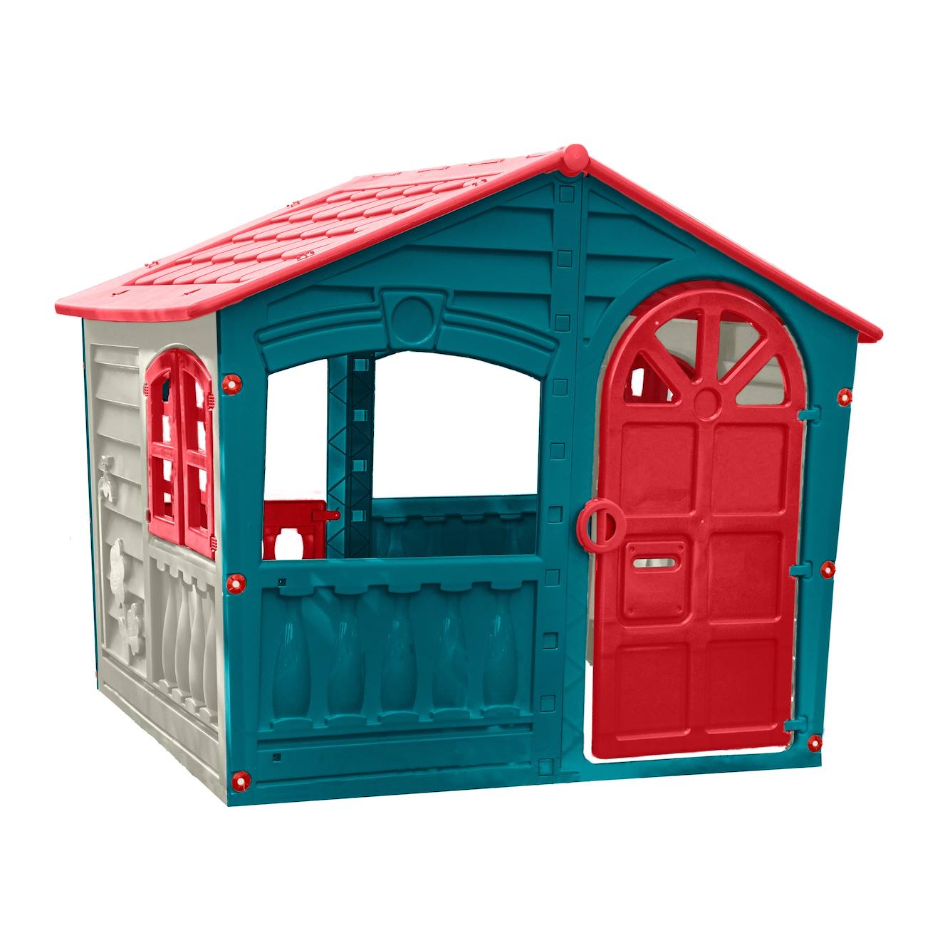 Maisonnette Cabane Twilight Plastique Bleu - Rouge - Blanc