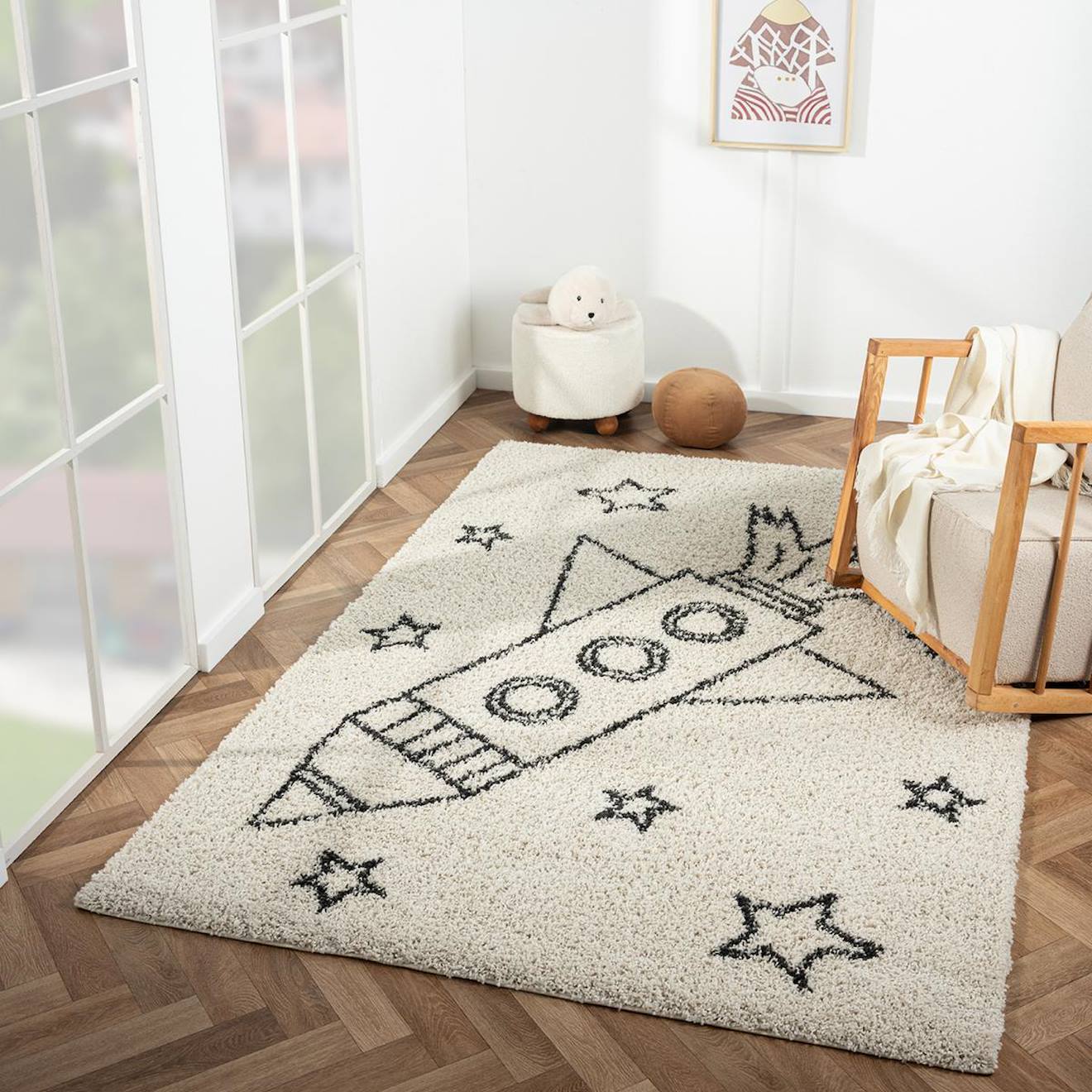 Tapis Enfant Tissé Tothemoon Ecru