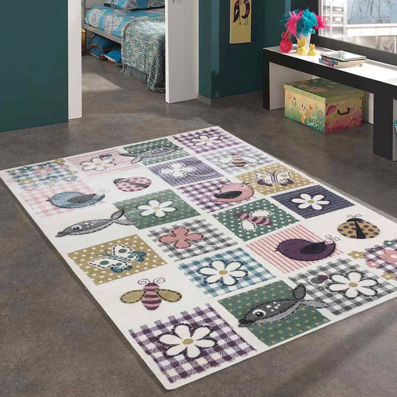 Tapis Enfant Tissé Géométrique Wentone Multicolore