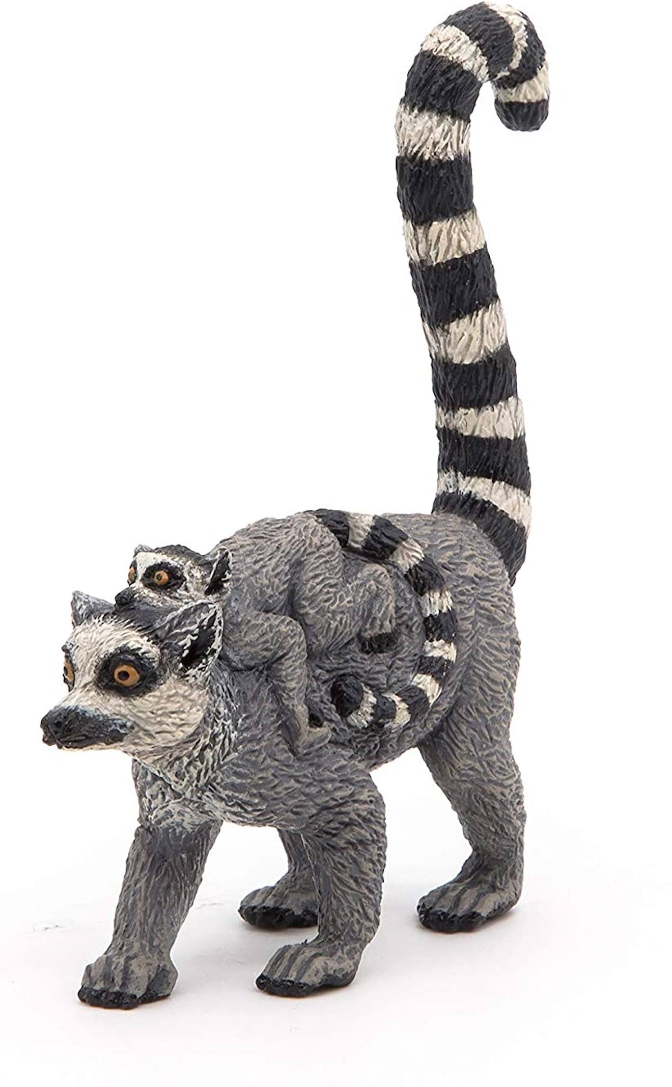 Figurine Lémurien Et Son Bébé Gris